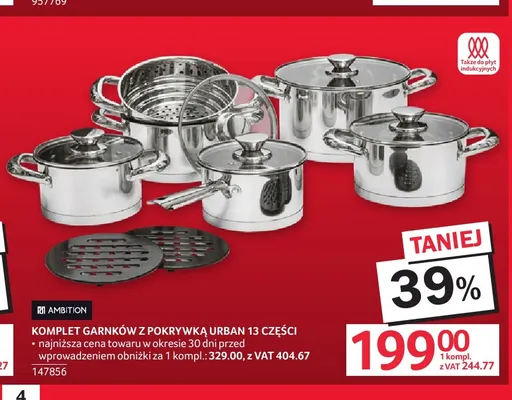Komplet garnków z pokrywką Urban 13 części Ambition promocja w Selgros