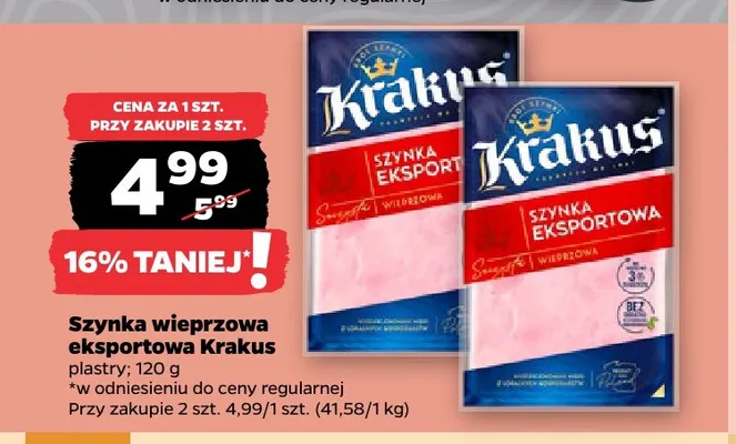 Szynka wieprzowa eksportowa Krakus promocja w Netto