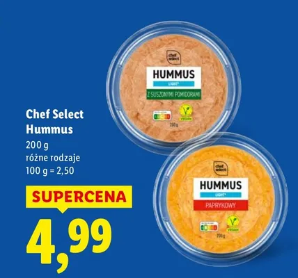 Hummus Chef Select Hummus różne rodzaje promocja w Lidl
