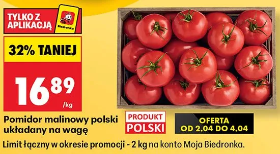 Pomidor malinowy polski układany na wagę promocja w Biedronka