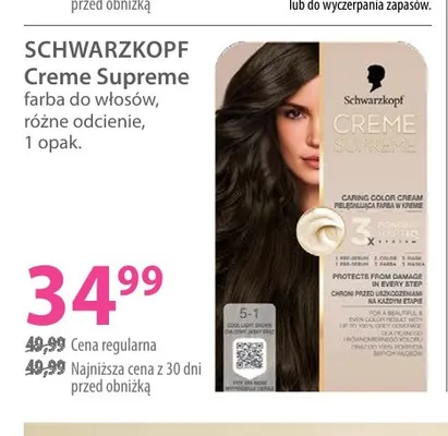 Farba do włosów Creme Supreme Schwarzkopf promocja w Hebe