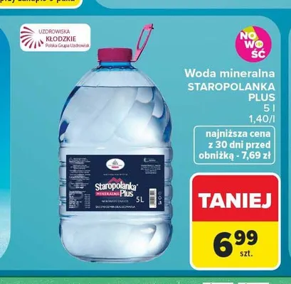 Woda mineralna Staropolanka Plus promocja w Carrefour