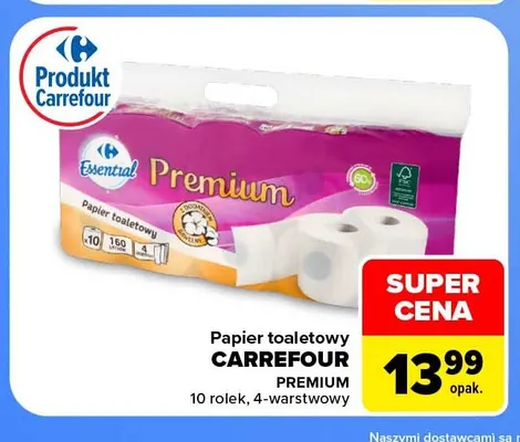 Papier toaletowy Carrefour Premium 4-warstwowy promocja w Carrefour Market