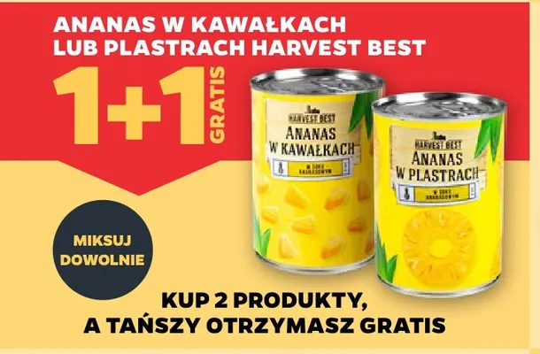 Ananas w puszce w plastrach Harvest Best promocja w Netto