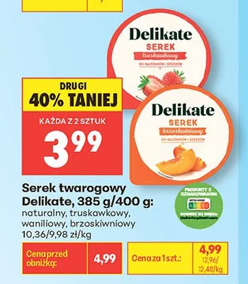 Serek twarogowy Delikate waniliowy promocja w Biedronka
