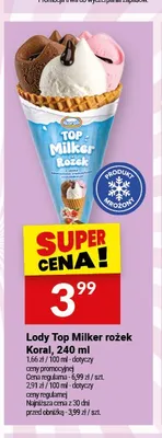 Lody Top Milker rożek Koral promocja w Twój Market