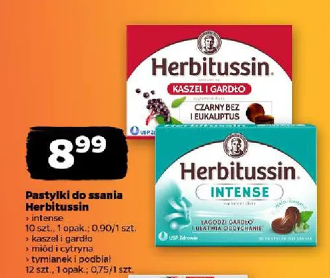 Pastylki do ssania Herbitussin tymianek i podbiał promocja w Netto