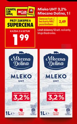Mleko UHT Mleczna Dolina 3,2% promocja w Biedronka