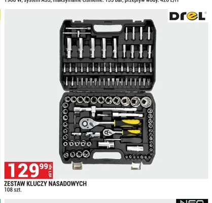 Zestaw kluczy nasadowych Drel 108 szt. promocja w Merkury Market