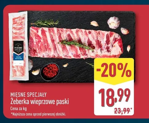Żeberka wieprzowe paski Mięsne Specjały promocja w Aldi