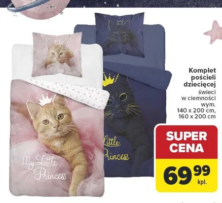 Komplet pościeli dziecięcej świeci w ciemności wym. 140x200cm promocja w Carrefour