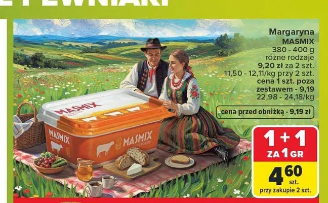 Margaryna Masmix z masłem promocja w Carrefour
