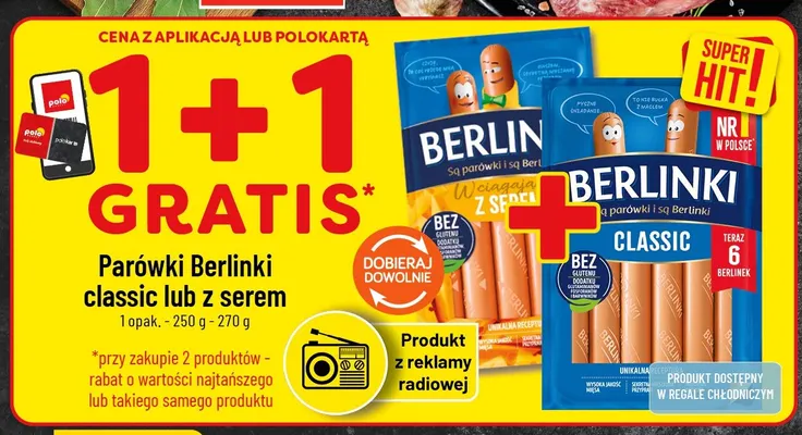 Parówki Berlinki z serem promocja w POLOmarket