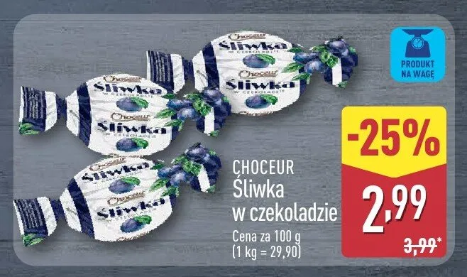 Śliwka w czekoladzie promocja w Aldi