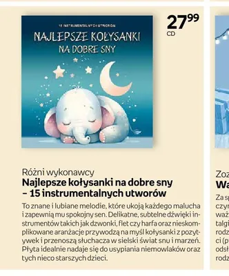 Płyta CD Różni wykonawcy Najlepsze kołysanki na dobre sny - 15 instrumentalnych utworów promocja w Dzień Dziecka