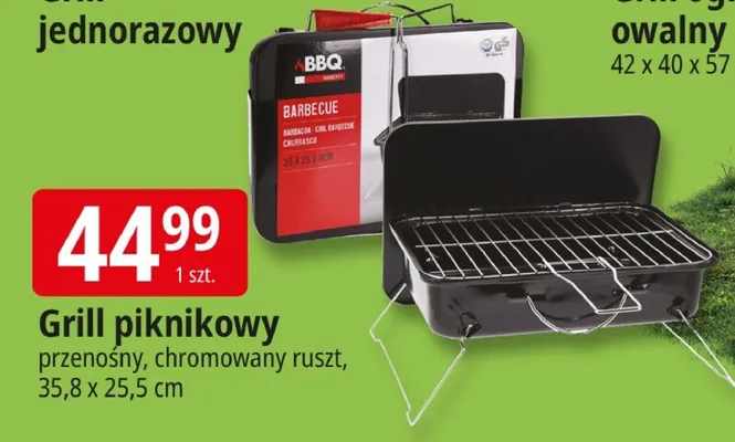 Grill piknikowy przenośny, chromowany ruszt, 35,8 x 25,5 cm promocja w Leclerc