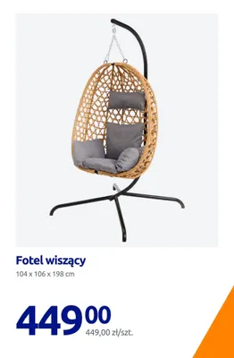 Fotel wiszący 104x106x198 cm promocja w Action