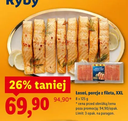 Łosoś, porcje z fileta, XXL promocja w Lidl