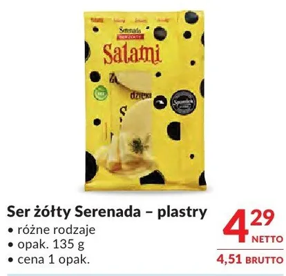 Ser żółty Serenada – plastry promocja w Makro