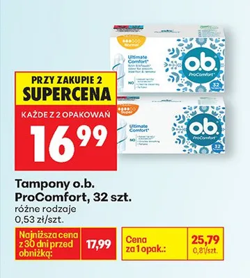 Tampony o.b. ProComfort promocja w Biedronka
