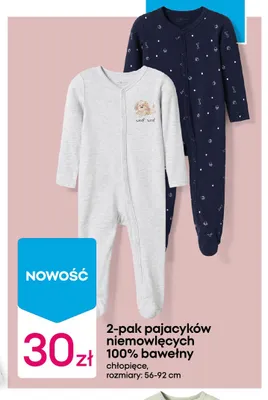 Pajacyki niemowlęce 2-pak 100% bawełny chłopięce promocja w Pepco