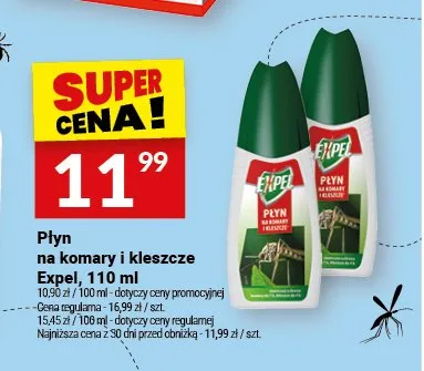 Płyn na komary i kleszcze Expel 110 ml promocja w Twój Market