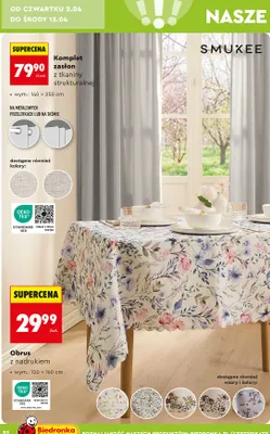 Komplet zasłon z tkaniny strukturalnej promocja w Biedronka