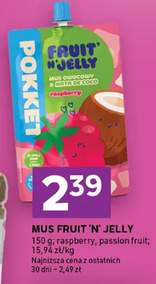 Mus fruit 'n' jelly raspberry, passion fruit promocja w Stokrotka