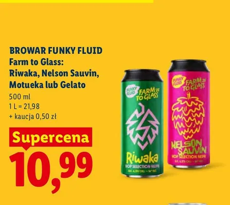 Piwo Browar Funky Fluid Farm to Glass Nelson Sauvin promocja w Lidl