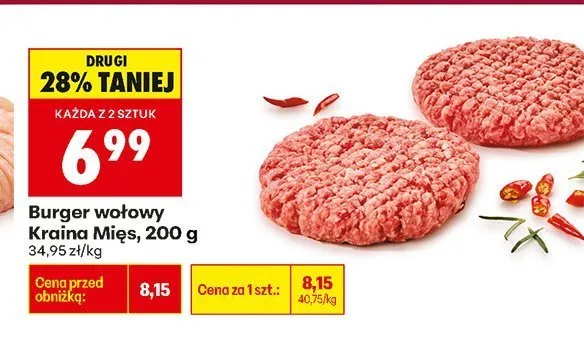 Burger wołowy Kraina Mięs promocja w Biedronka