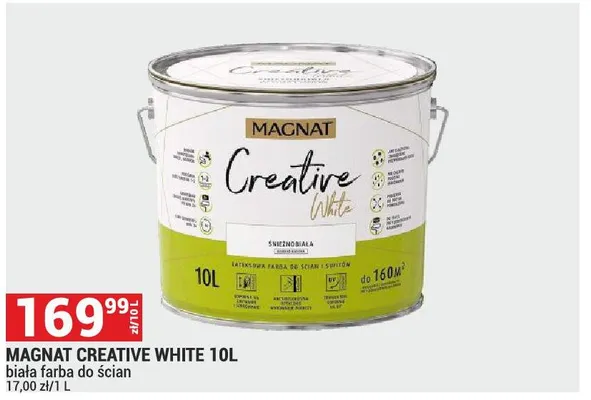 Farba Creative White 10l promocja w Merkury Market