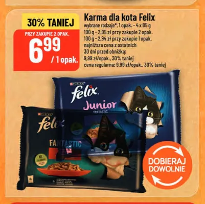 Karma dla kota Felix 4-pak 85 g promocja w POLOmarket