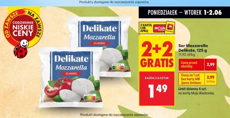 Ser Mozzarella Delikate Classic promocja w Biedronka