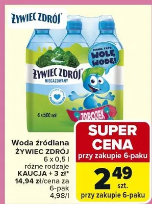 Woda źródlana niegazowana różne rodzaje promocja w Carrefour Market