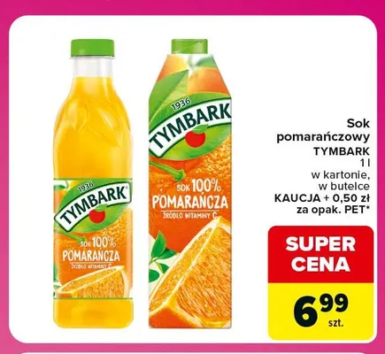 Sok pomarańczowy Tymbark w kartonie promocja w Carrefour Express