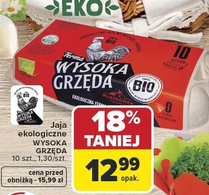 Jaja ekologiczne wysoka grzęda promocja w Carrefour
