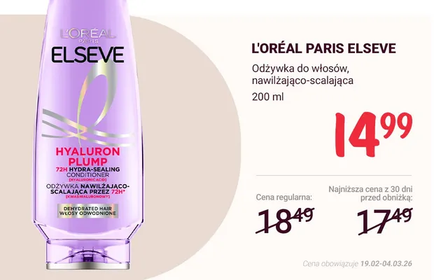 Odżywka do włosów, nawilżająco-scalająca promocja w Rossmann