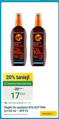 Olejek do opalania Kolastyna 2-pak SPF 10 promocja w ERLI