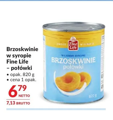 Brzoskwinie w syropie połówki Fine Life promocja w Makro