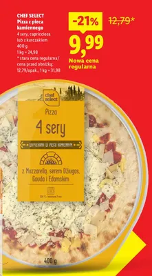 Pizza z pieca kamiennego 4 sery Chef Select promocja w Lidl