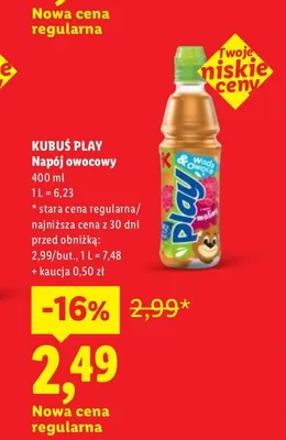 Napój owocowy Kubuś Play promocja w Lidl
