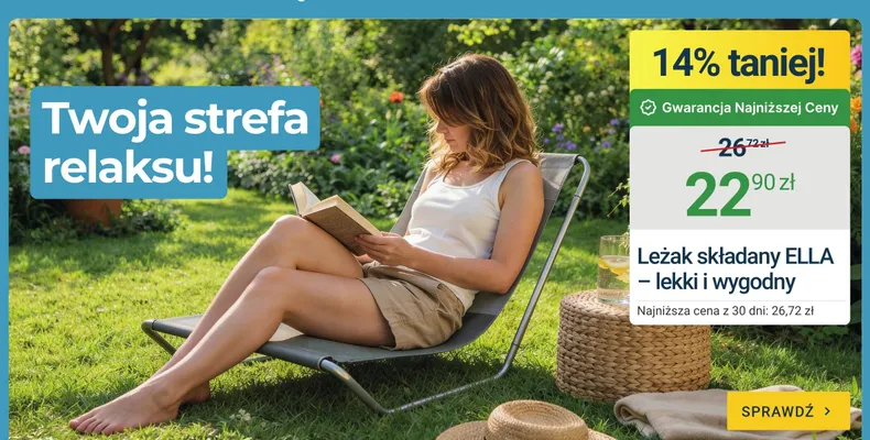 Leżak składany ELLA lekki i wygodny promocja w ERLI