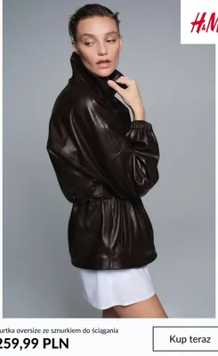 Kurtka oversize ze sznurkiem do ściągania H & M promocja w H&M