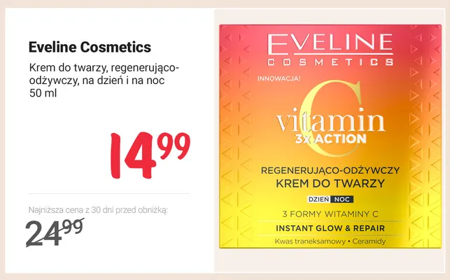 Krem do twarzy regenerująco-odżywczy na dzień i na noc Eveline Cosmetics promocja w Rossmann