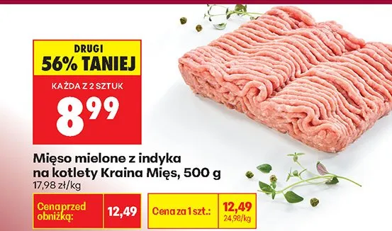 Mięso mielone z indyka na kotlety Kraina Mięs promocja w Biedronka
