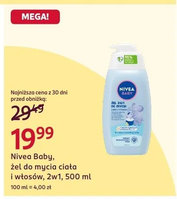 Żel do mycia ciała i włosów Nivea Baby 2w1 promocja w Rossmann