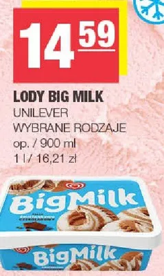 Lody Big Milk wybrane rodzaje promocja w SPAR