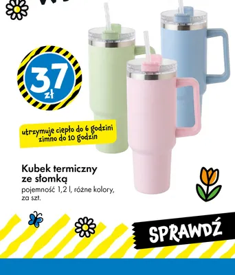 Kubek termiczny ze słomką promocja w Tedi