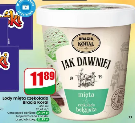 Lody mięta czekolada belgijska Bracia Koral Jak Dawniej promocja w Dino