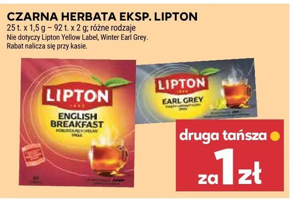 Czarna herbata Lipton promocja w Stokrotka